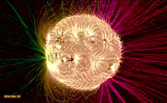 Танцът на магнитното поле на Слънцето (видео)