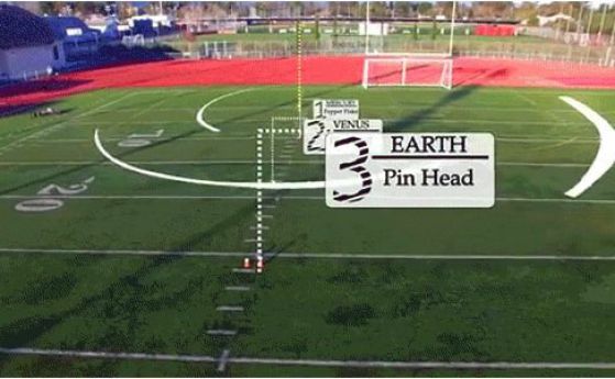 Видео, обясняващо разстоянието до Деветата планета с футболно игрище, черен пипер, грозде и дрон