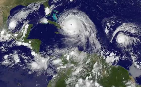 Ураганите Ирма, Хосе и тропическата буря Катя: Вижте най-новите клипове от космоса