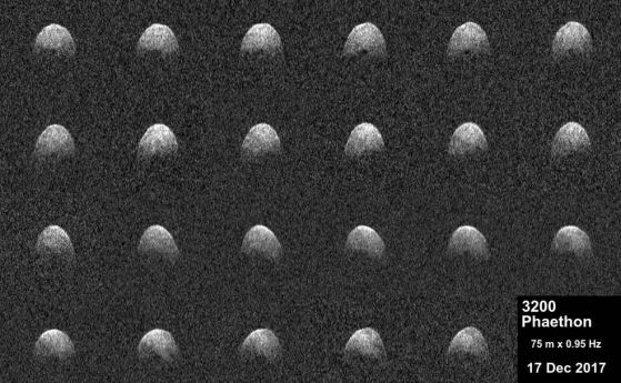 НАСА публикува снимки на астероида Фаетон от близкото му преминаване до Земята