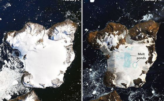 Сателитни снимки на НАСА показват топенето в Антарктида след рекордната гореща вълна