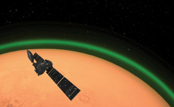 Сондата ExoMars откри очарователно зелено сияние в атмосферата на Марс