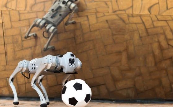 Четирикрак робот играе футбол на всякакви терени (видео)