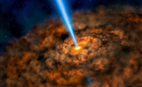 Илюстрация на свръхмасивна черна дупка, заобиколена от много гореща плазма