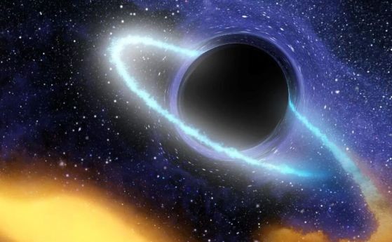 Илюстрация на свръхмасивна черна дупка в центъра на галактика
