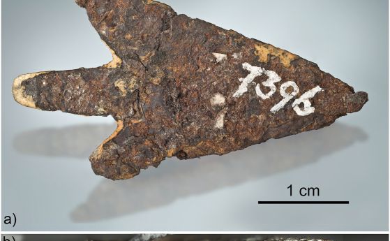 Връх на стрела в историческия музей на Берн е направен от метеоритно желязо