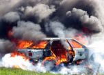 Кола пламна в движение на магистрала Тракия