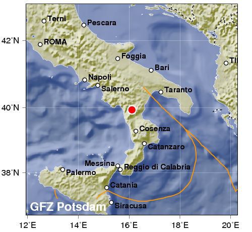 Земетресение в Южна Италия стана причина за смъртта на един човек. Снимка: gfz-potsdam.de