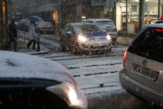 Първият сняг в София. Снимка: Сергей Антонов
