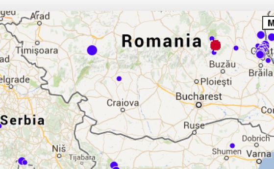 Земетресение в Румъния. Карта на Сеизмологичния институт на БАН.