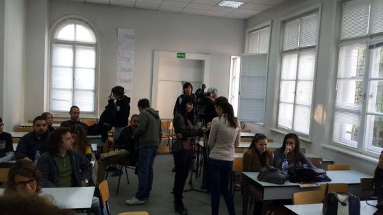 Окупацията на Зала 13 във Факултета по журналистика на СУ Снимка: Николаос-Теодорос Цитиридис
