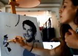 Художничка нарисува Григор Димитров пред камера (видео)