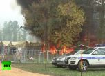 Бежанци подпалиха лагера си в Словения, искат в Германия (видео)