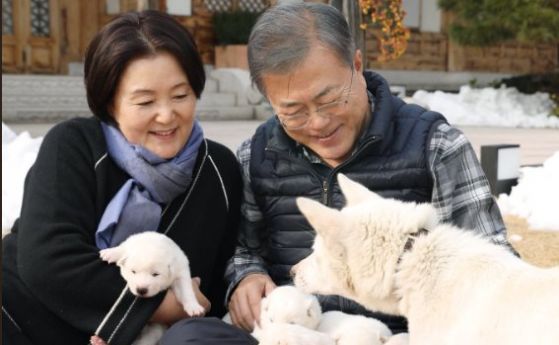 Президентът на Южна Корея Мун Дже Ин и неговата съпруга се