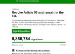 Британският парламент ще разгледа петицията за отмяна на Брекзит на 1 април