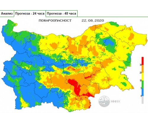 София Екстремален индекс за пожароопасност е в сила в 5