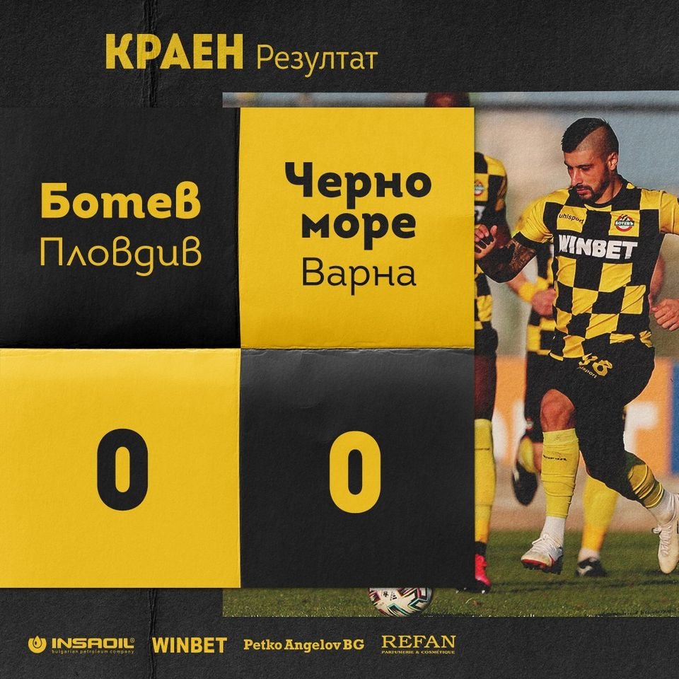 Отборите на Ботев Пловдив и Черно море завършиха 0:0 в