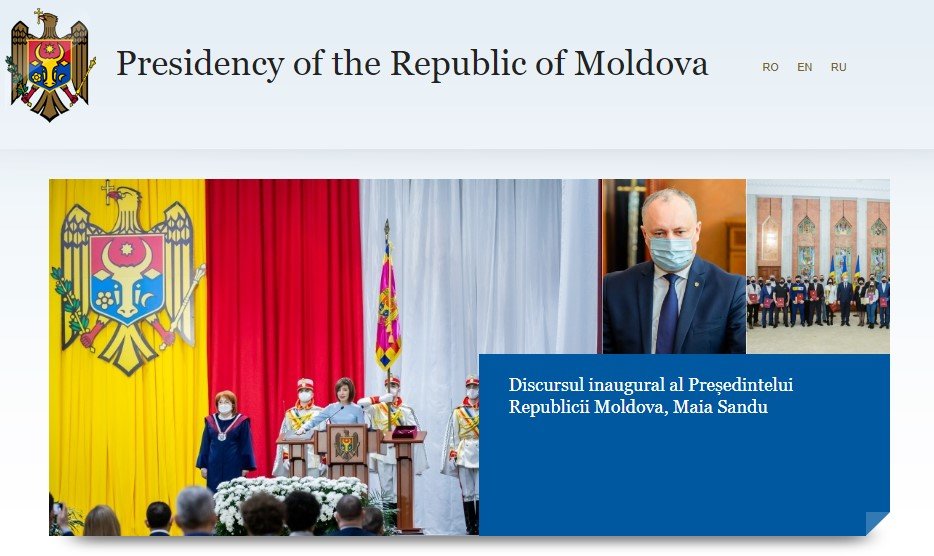 Часове след встъпването в длъжност на президента на Молдова Мая