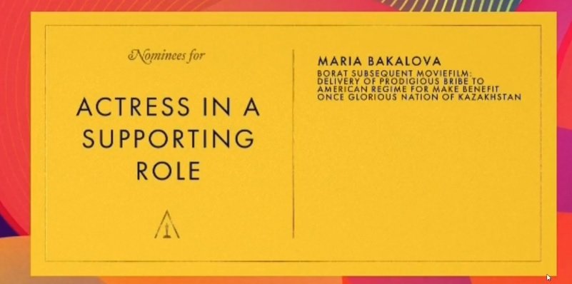 Българската актриса Мария Бакалова официално бе номинирана за Оскар за