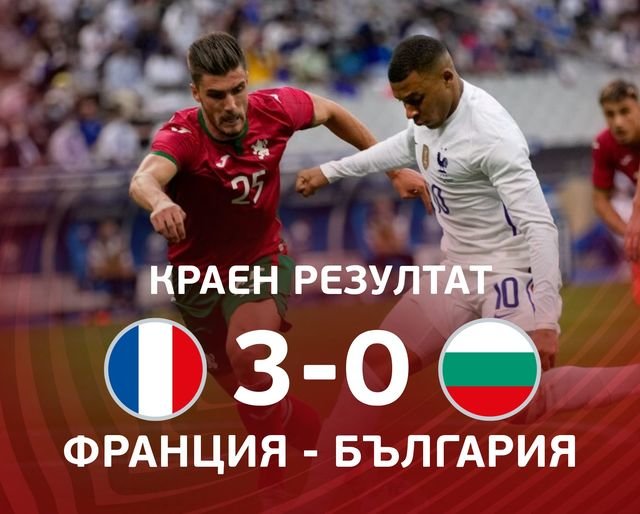 Националният отбор по футбол на България очаквано отстъпи с 0:3