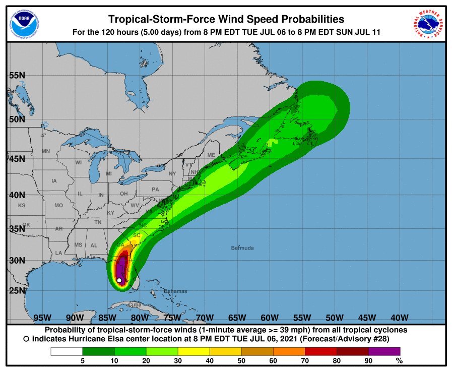Ураганът Елза който наближава американския щат Флорида е отслабнал до