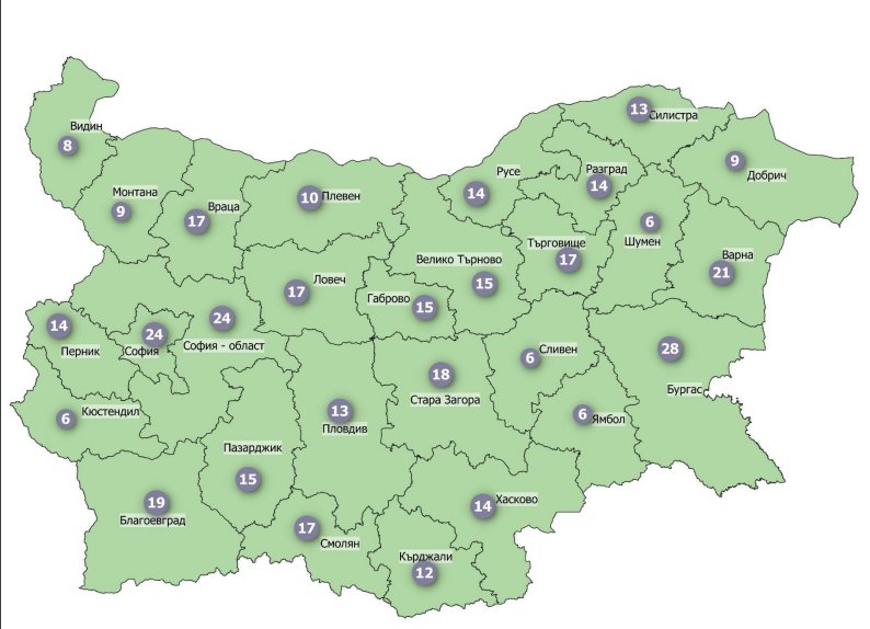 Всички области в страната са в зелената зона показват данните
