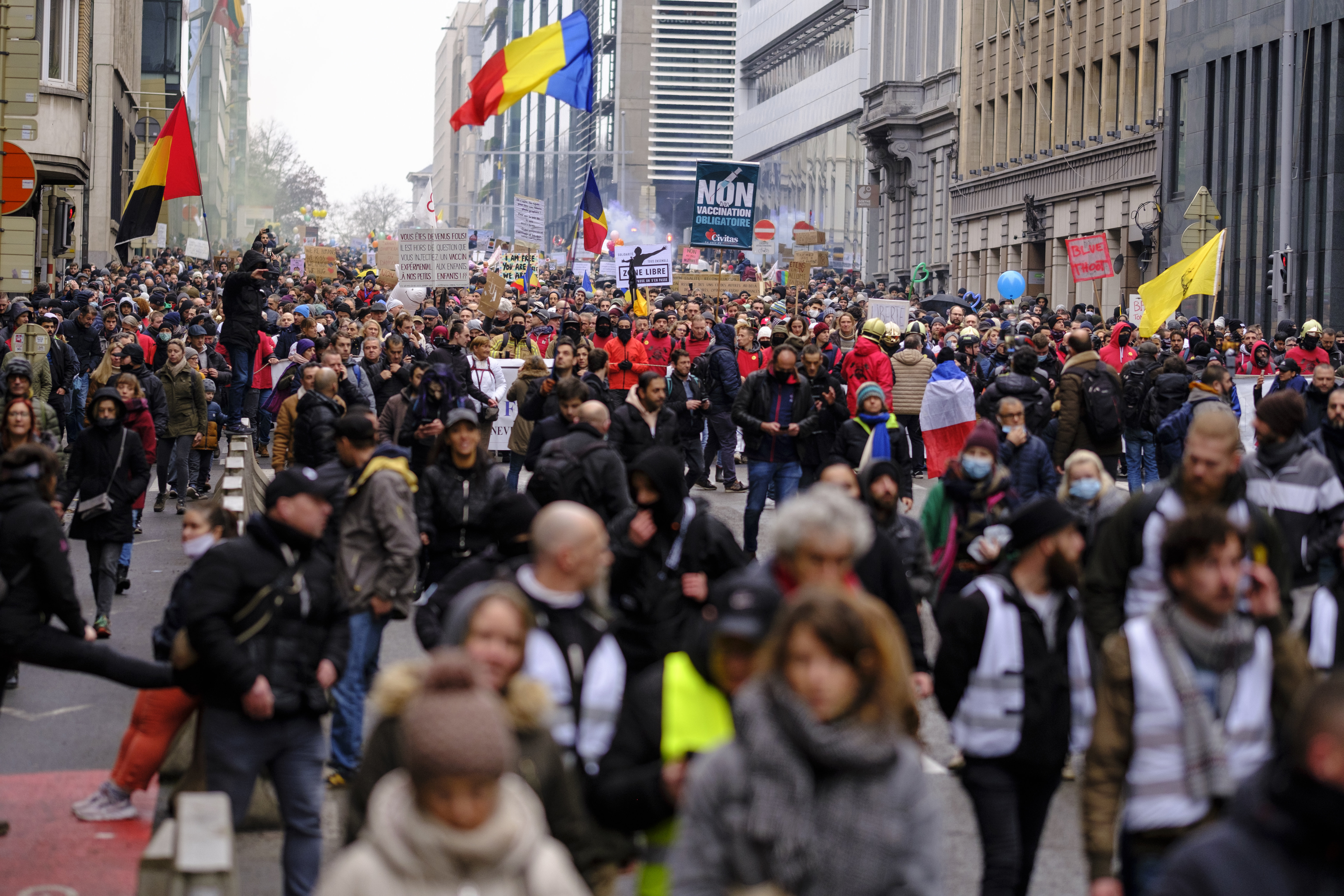 55 демонстранти бяха арестувани в Брюксел тази неделя по време