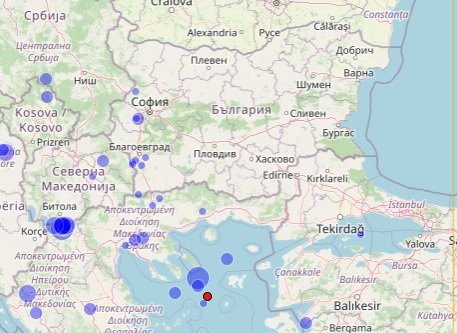 Земетресение в Егейско море от 5 2 по скалата на Рихтер