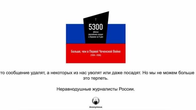 Руски медии са хакнати от групата Anonymus Анонимните съобщава Би