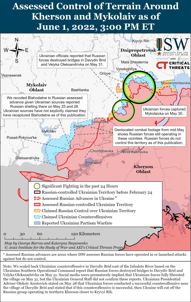 Украинската контраофанзива по посока на Херсон застрашава жизненоважната сухопътна линия