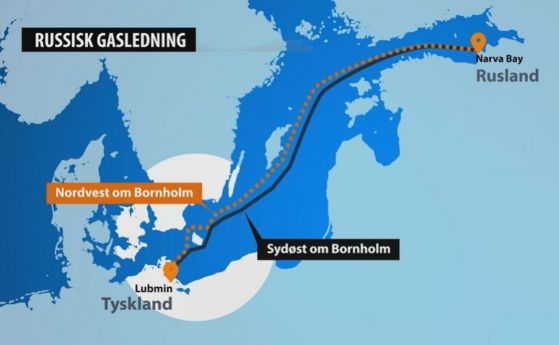 Северен поток 2 минава в близост до датския остров Борнхолм.