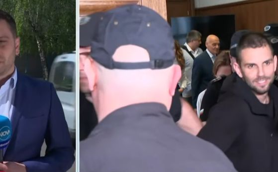 Репортер на Нова пред Окръжна болница и Стефан Димитров по време на ареста