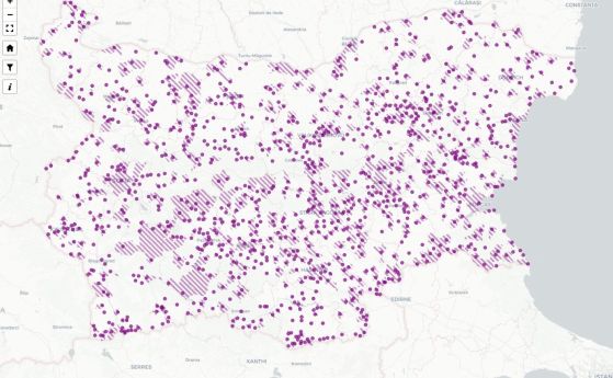 Карта на обявените преди 2 месеца за продажба имоти с