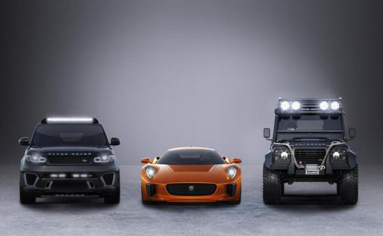 Джеймс Бонд с Jaguar C-X75, Defender Big Foot и Range Rover Sport SVR