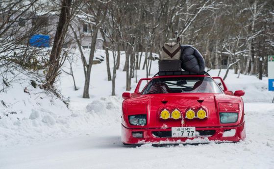На ски с Ferrari F40 (видео) 