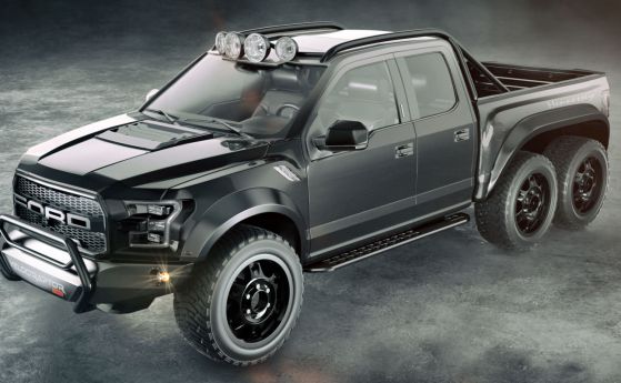 Бруталният Hennessey VelociRaptor 6x6: +150 "коня" и 2 колела отгоре
