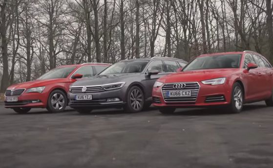 Кой е по-по-най при комбитата на VW: Skoda Superb, Audi A4 или Volkswagen Passat (видео)