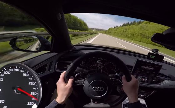 Лудо Audi RS6 "чупи" врат с ускорение (видео)