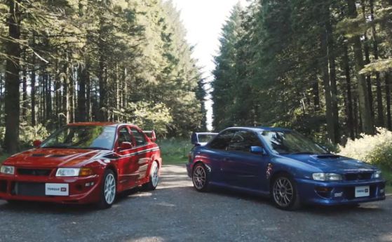 Битка на легенди: Subaru 22B STI срещу Mitsubishi Lancer Evo 6.5 (видео)