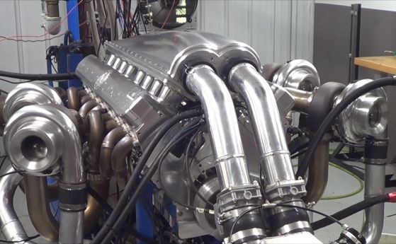 Чудовищен V-16 двигател превъртя динамометъра с над 5000 коня (видео)