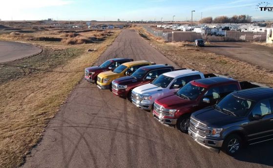 Драг на великани: Ford F-150, Ram 1500, Nissan Titan и GMC Sierra на пистата (видео)