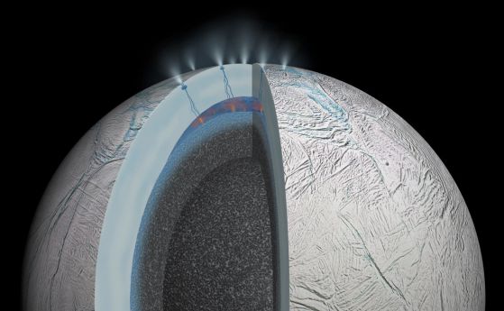 Гейзерите на Енцелад изхвърлят пясък в космоса