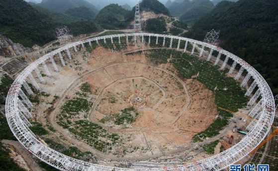 Китай започна монтажа на най-големия радиотелескоп в света с диаметър 500 м