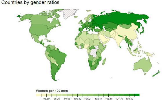 Вижте държавите, в които има най-много жени (и мъже)