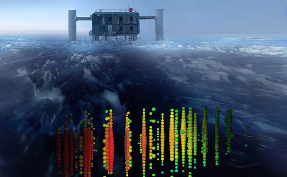 Неутрино, дошло от дълбините на Вселената, е уловено в антарктическата обсерватория IceCube