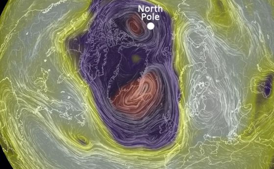 Буря повиши температурата на Северния полюс с 34 градуса над нормалната