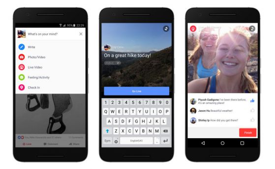 Facebook позволява на потребителите на Android да излъчват на живо