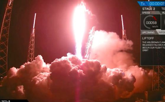 SpaceX изстреля успешно спътник, но първата степен се разби (видео)
