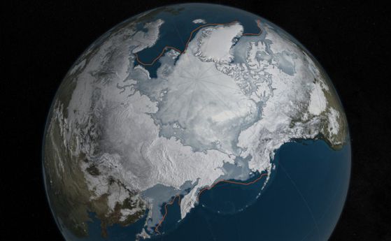 Арктическият морски лед достигна рекордно ниска площ