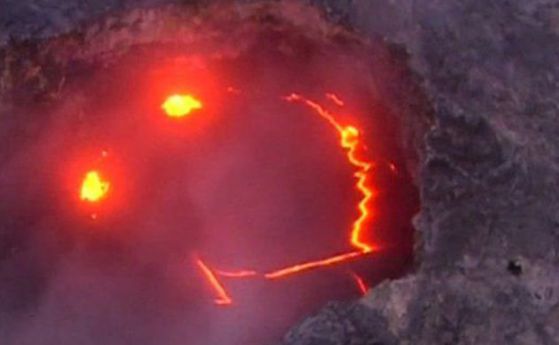 Вулкан в Хавай се усмихва (видео)